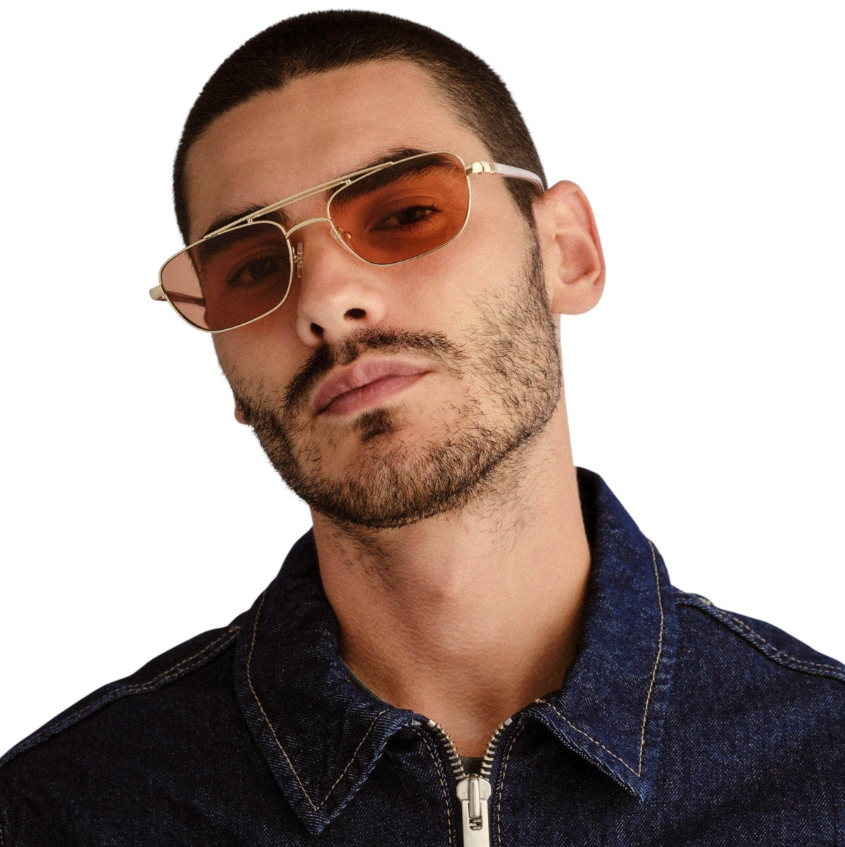 Le Specs Le Mimi Sunglasses | Gold Frame, Cinnamon Tint, Modern Aviator, Metal