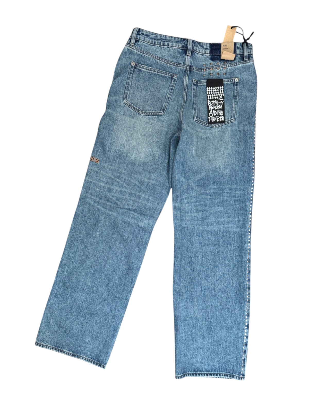 Ksubi Low Rider Studded Jeans | Mid Rise, Knee Cut Out, Relaxed/Baggy