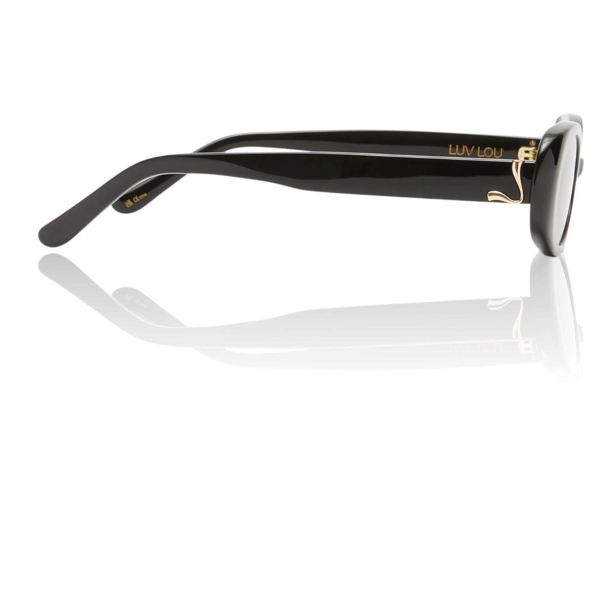 Luv Lou The Morgan Sunglasses |Oval, Black Acetate, Small, Brown Lens, Polarised