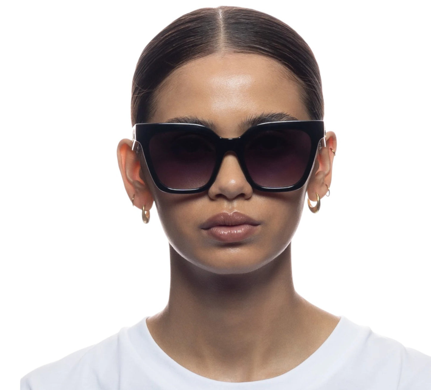 Le Specs Star Glow Sunglasses | Cats Eye, Oversized, Black Acetate, Gradient