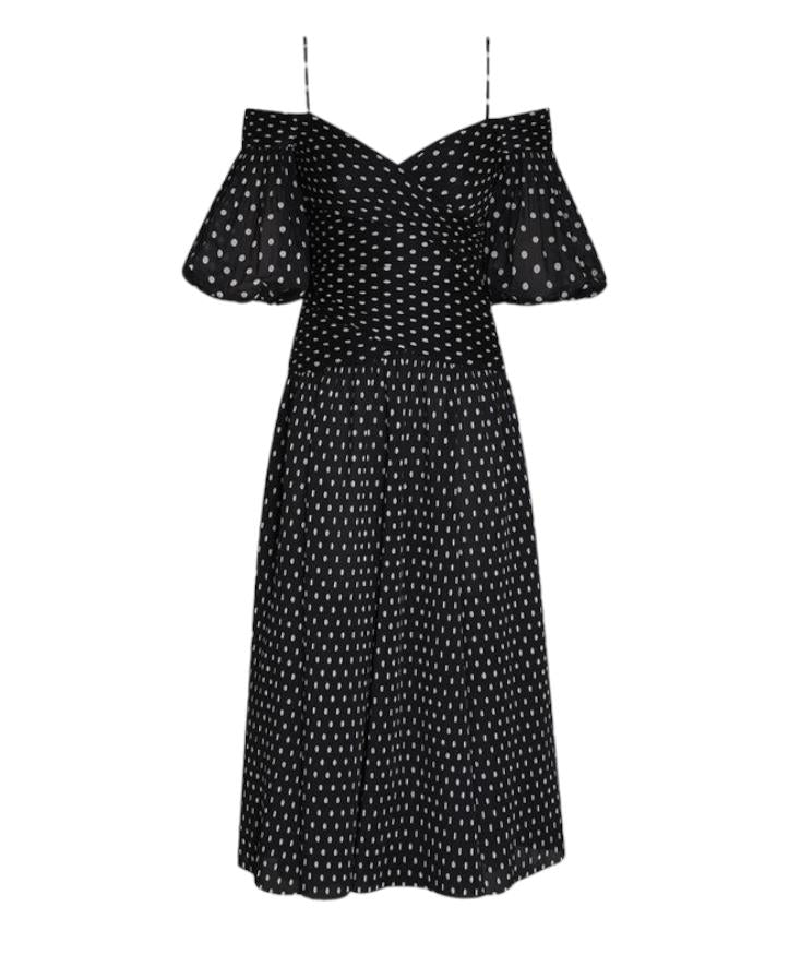 Zimmermann Pleated Midi Dress Plisse Black White Polka Dot Naked Pear Zimmermann Pleated Midi Dress Plisse Black White Polka Dot Naked Pear