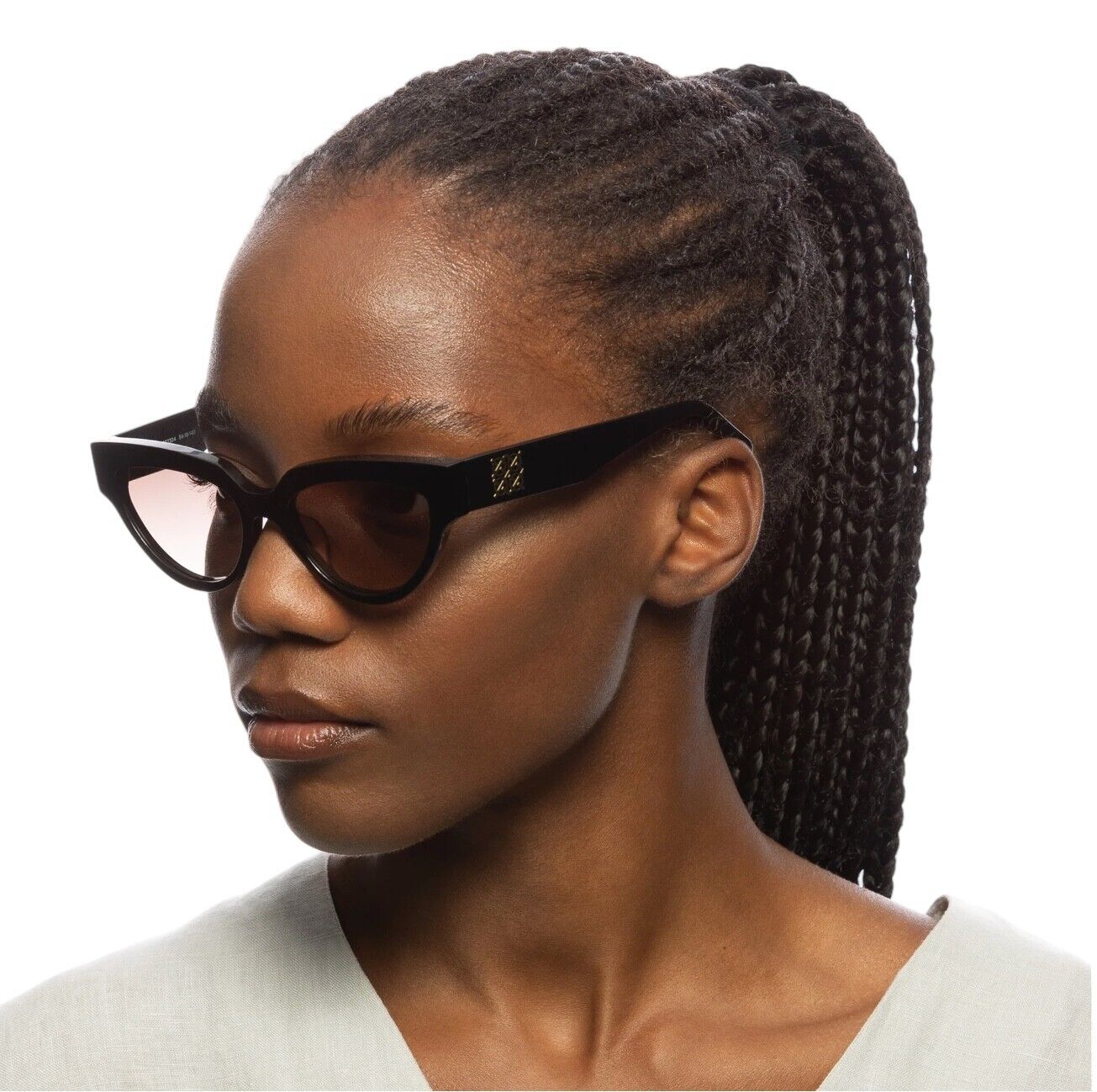 Oroton Ashton Sunglasses | Modern Chunky Cat Eye, Black, Grey Lenses, Handmade