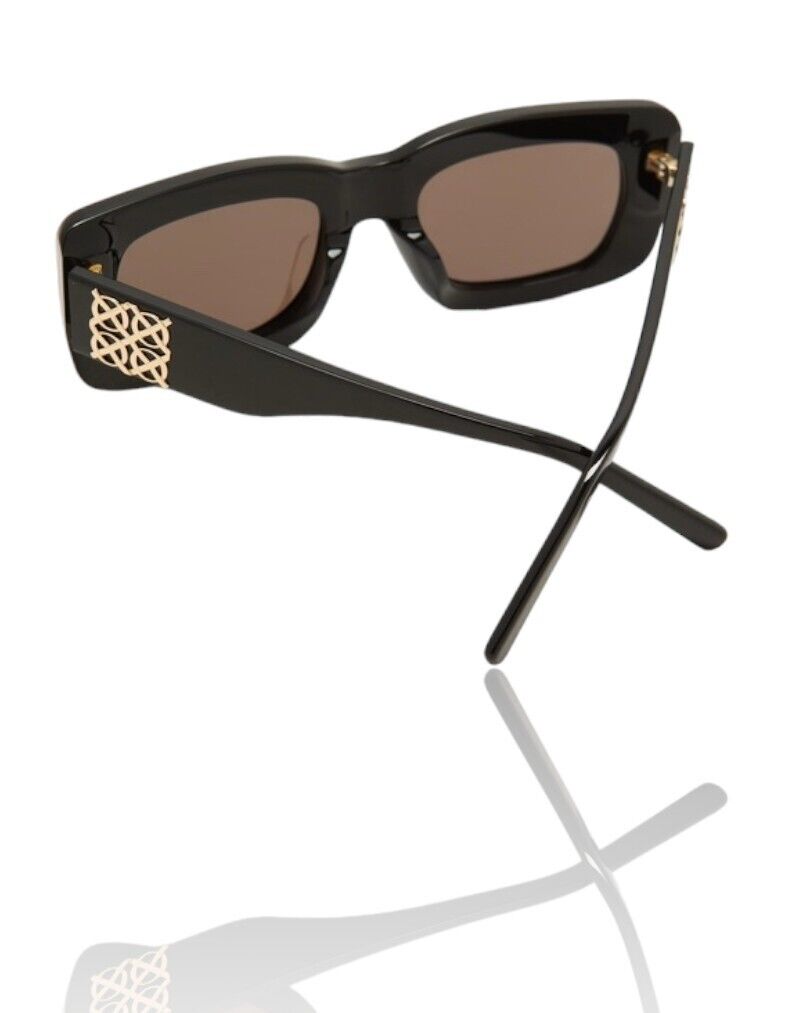 Oroton Alice Sunglasses | Black Acetate, Rectangle, Chunky, Gold Logo, Hand Made
