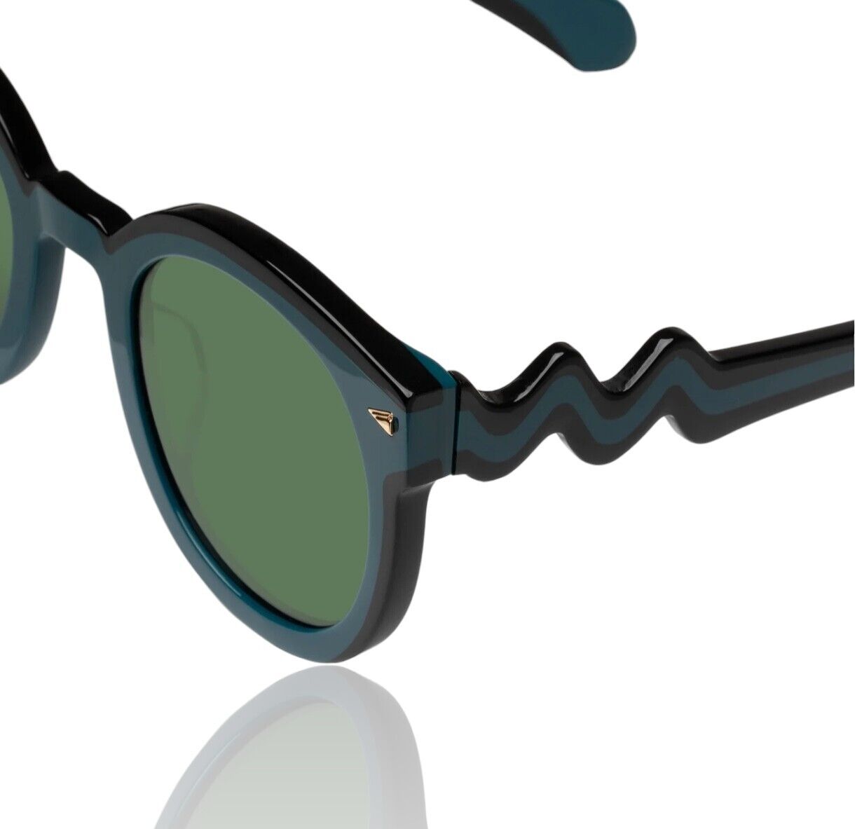 Karen Walker Super Wavy Duper Sunglasses | Teal/Black, Round, Acetate, Oversize