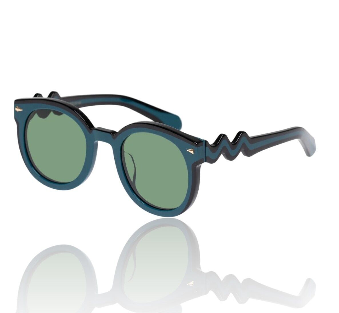 Karen Walker Super Wavy Duper Sunglasses | Teal/Black, Round, Acetate, Oversize