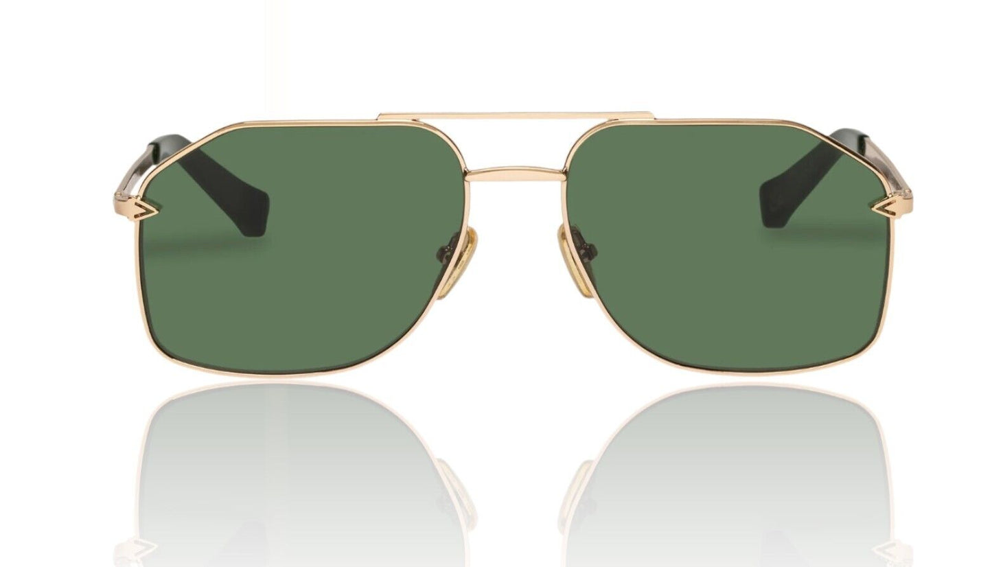 Karen Walker Pampel Sunglasses | Aviator, Gold/Green Lenses, Category 3 Protect