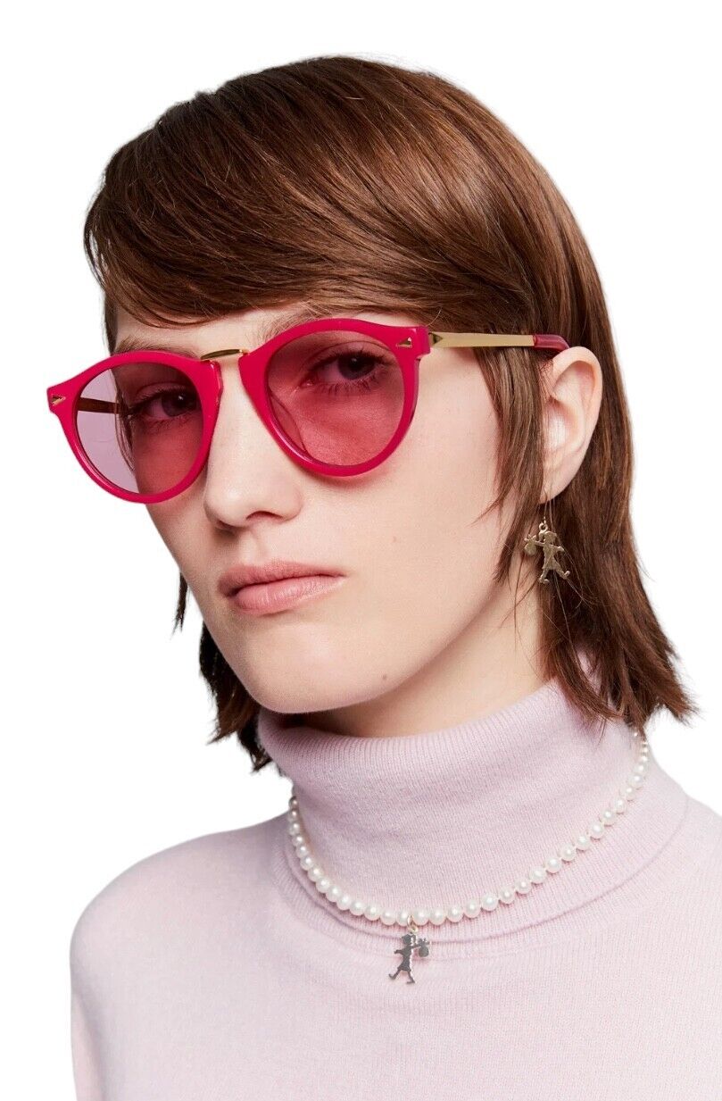 Karen Walker Helter Skelter Sunglasses |Fuchsia/Pink/Gold, Acetate/Metal, Round