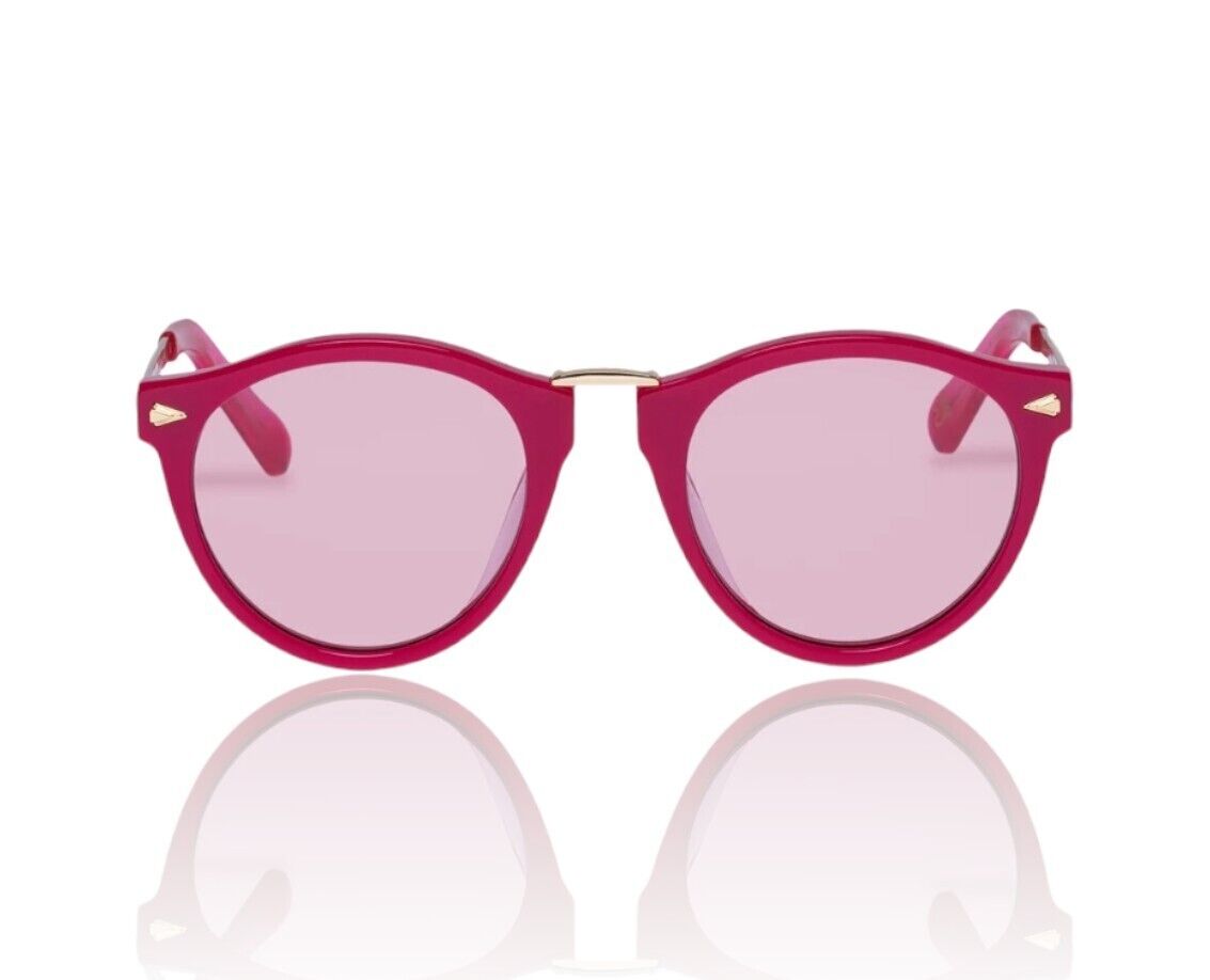 Karen Walker Helter Skelter Sunglasses |Fuchsia/Pink/Gold, Acetate/Metal, Round