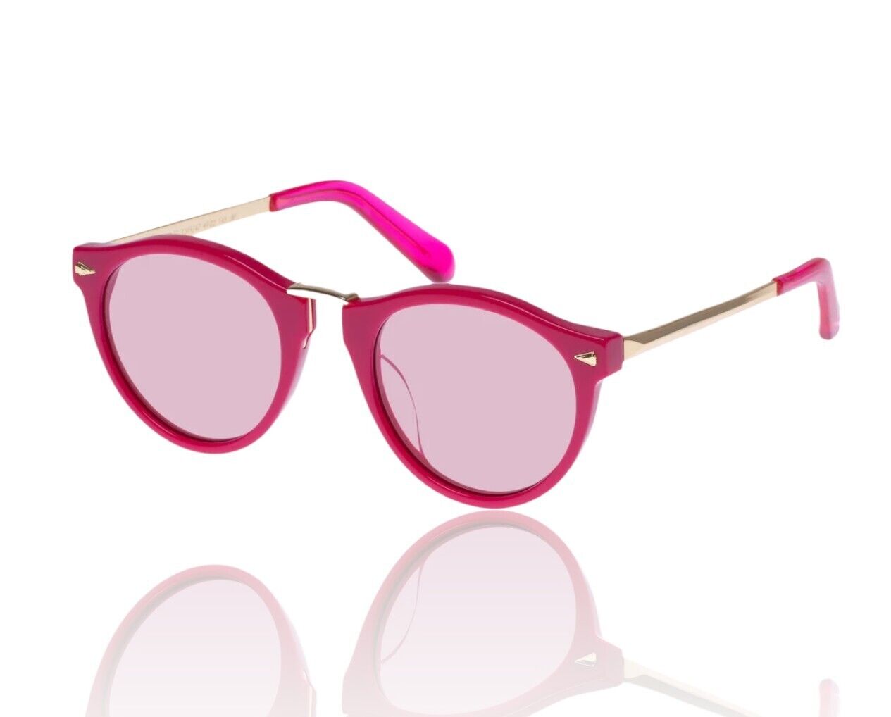 Karen Walker Helter Skelter Sunglasses |Fuchsia/Pink/Gold, Acetate/Metal, Round