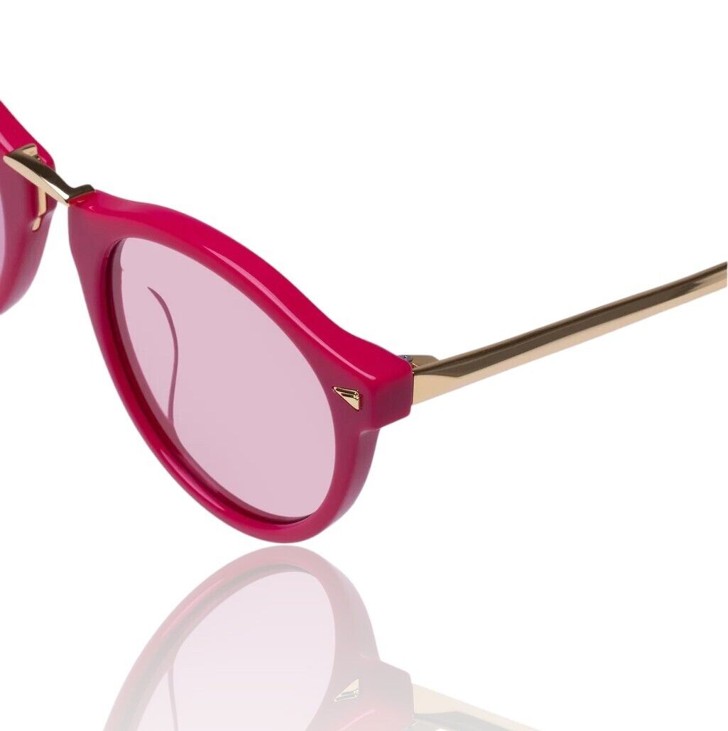 Karen Walker Helter Skelter Sunglasses |Fuchsia/Pink/Gold, Acetate/Metal, Round