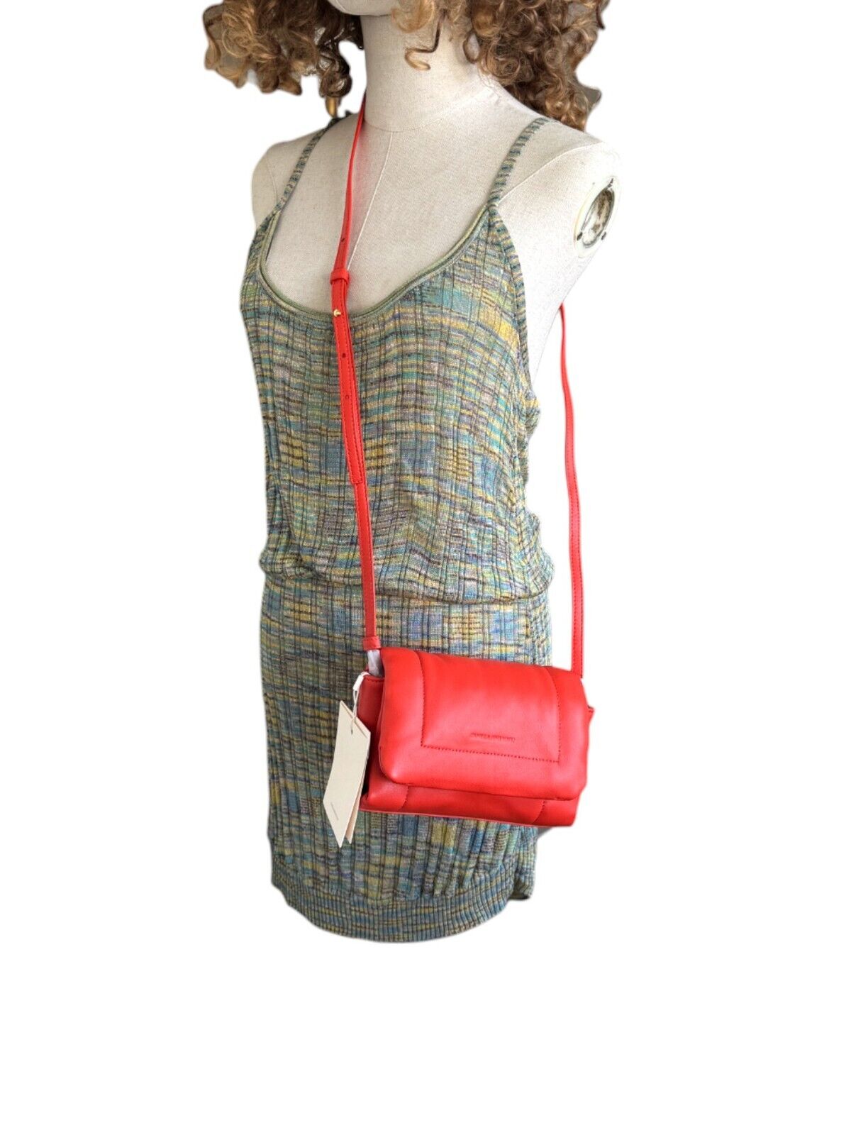CAMILLA & MARC Paloma Micro Bag | Red Puffer Leather, Crossbody /Top Handle