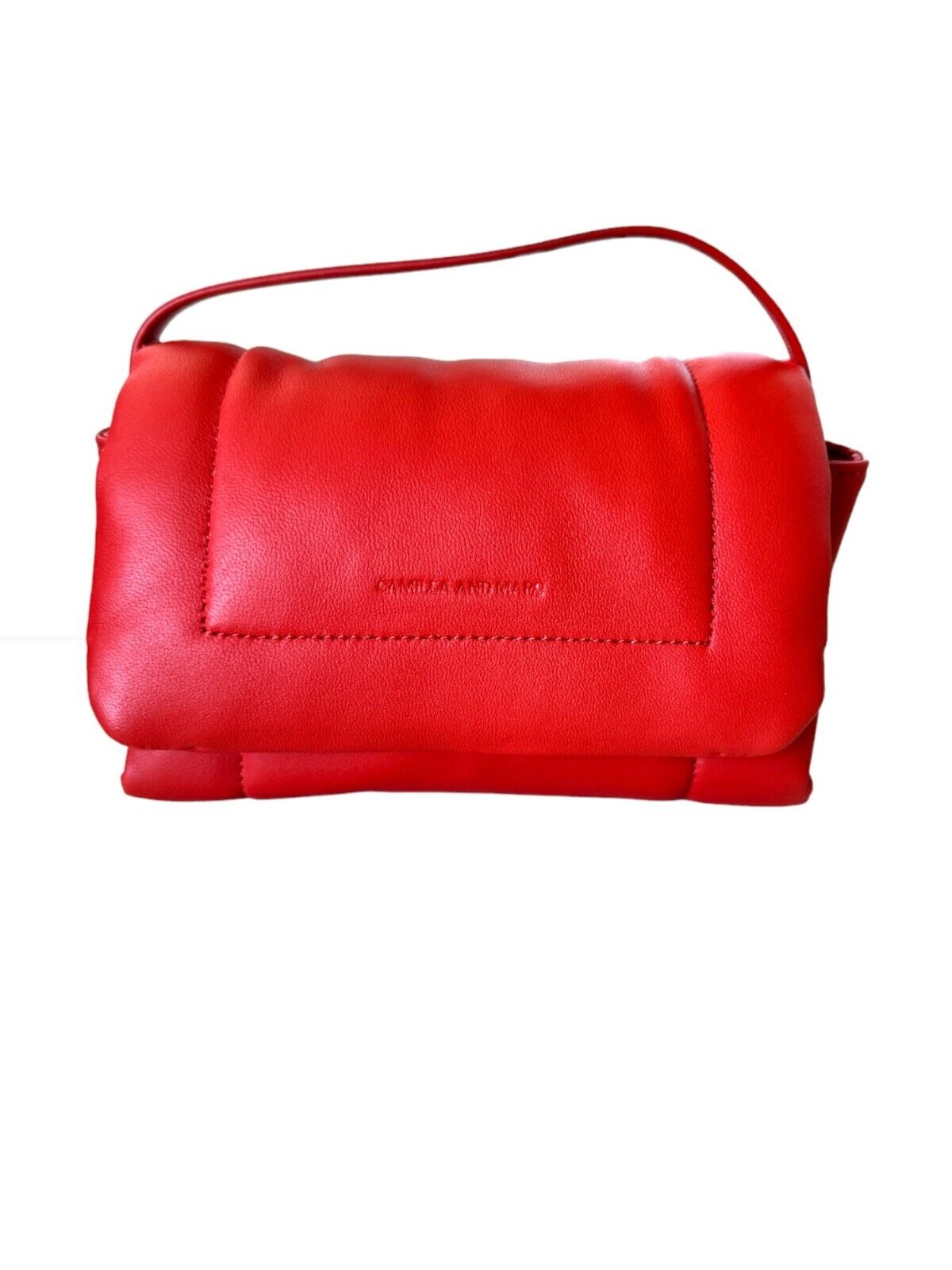 CAMILLA & MARC Paloma Micro Bag | Red Puffer Leather, Crossbody /Top Handle