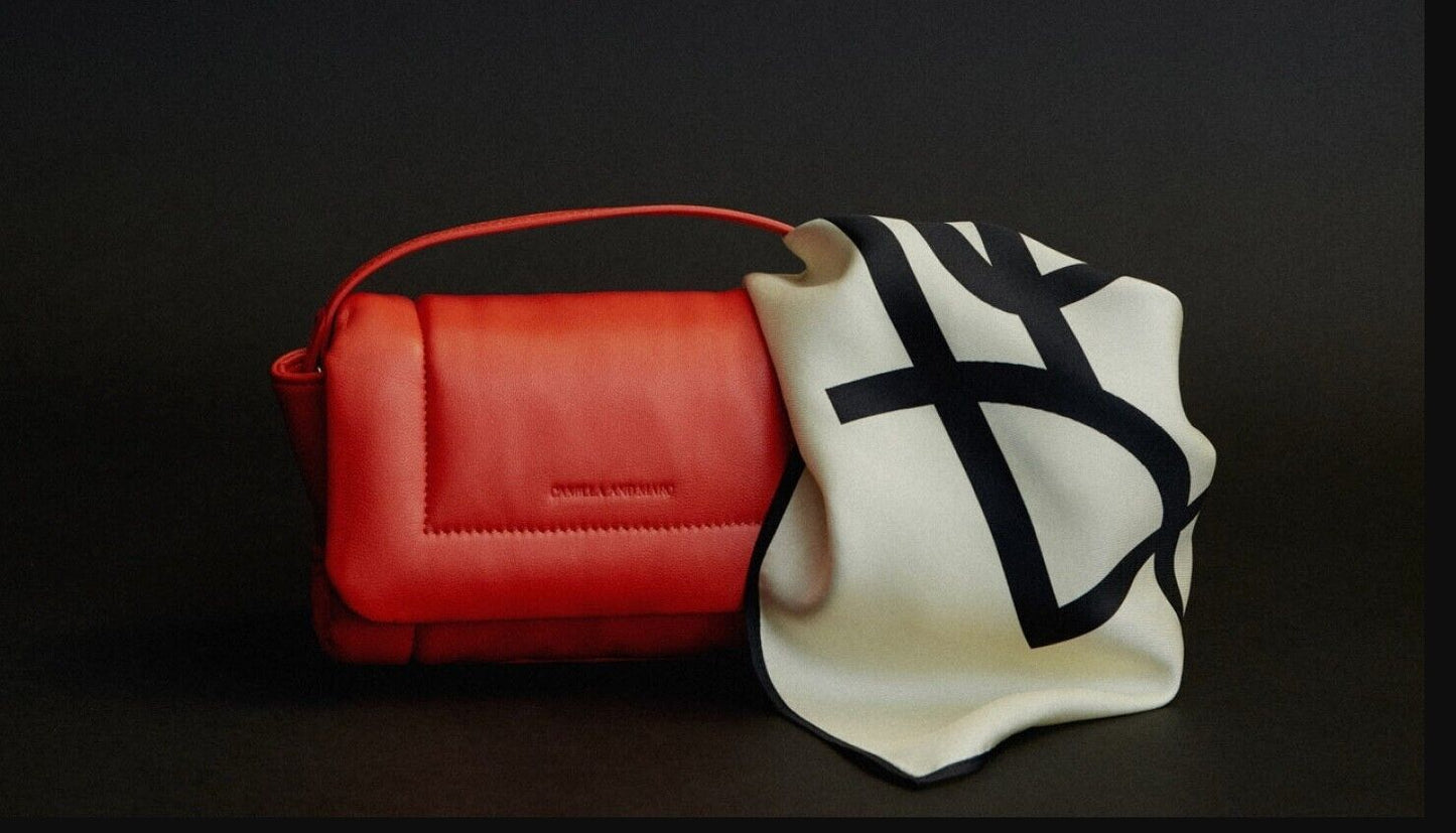 CAMILLA & MARC Paloma Micro Bag | Red Puffer Leather, Crossbody /Top Handle