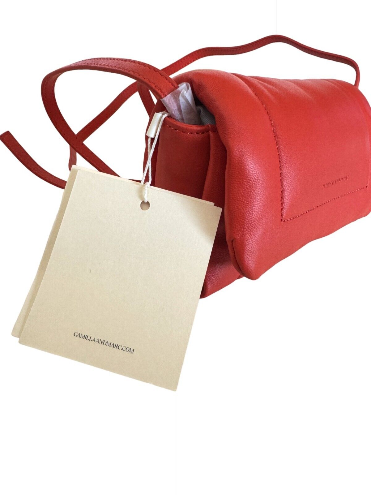 CAMILLA & MARC Paloma Micro Bag | Red Puffer Leather, Crossbody /Top Handle