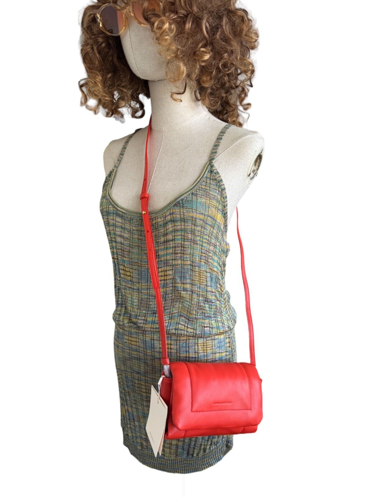 CAMILLA & MARC Paloma Micro Bag | Red Puffer Leather, Crossbody /Top Handle