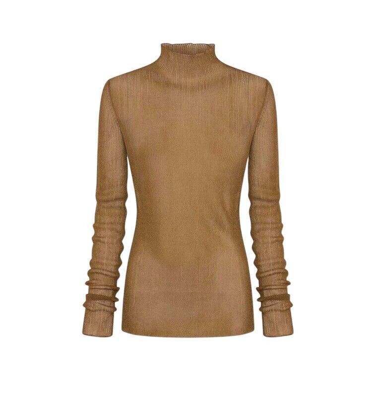 CAMILLA AND MARC Jade Lurex Knit Top |Bronze, Slip, Sheer, Long Sleeves, Blouse