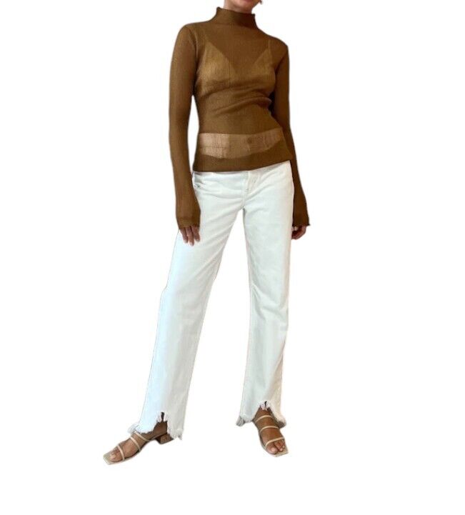 CAMILLA AND MARC Jade Lurex Knit Top |Bronze, Slip, Sheer, Long Sleeves, Blouse