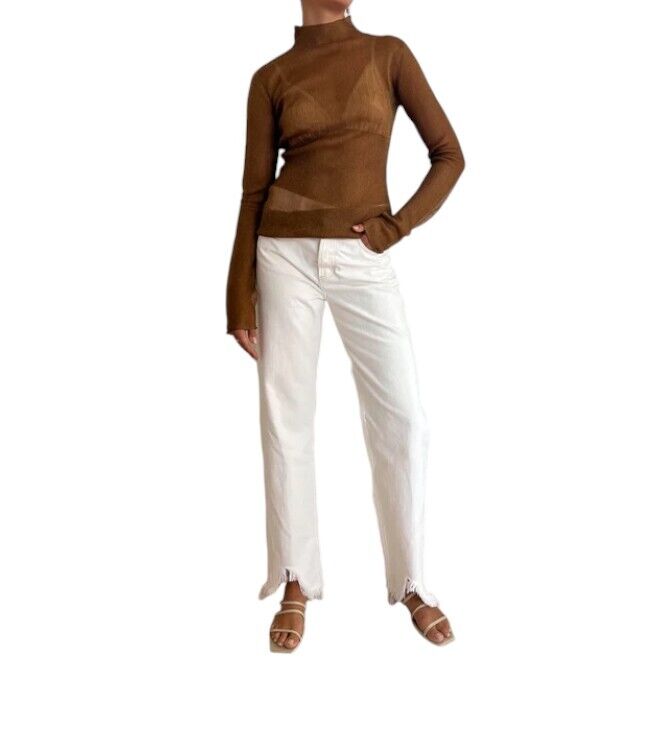 CAMILLA AND MARC Jade Lurex Knit Top |Bronze, Slip, Sheer, Long Sleeves, Blouse