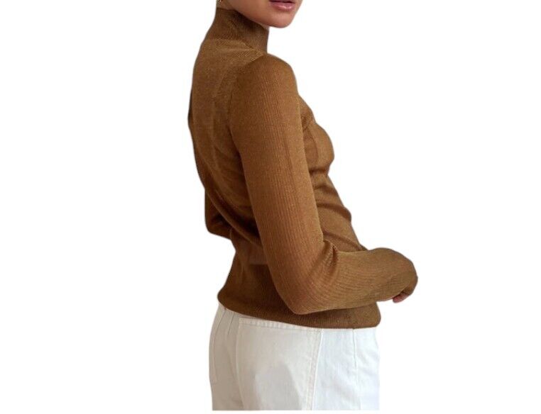 CAMILLA AND MARC Jade Lurex Knit Top |Bronze, Slip, Sheer, Long Sleeves, Blouse