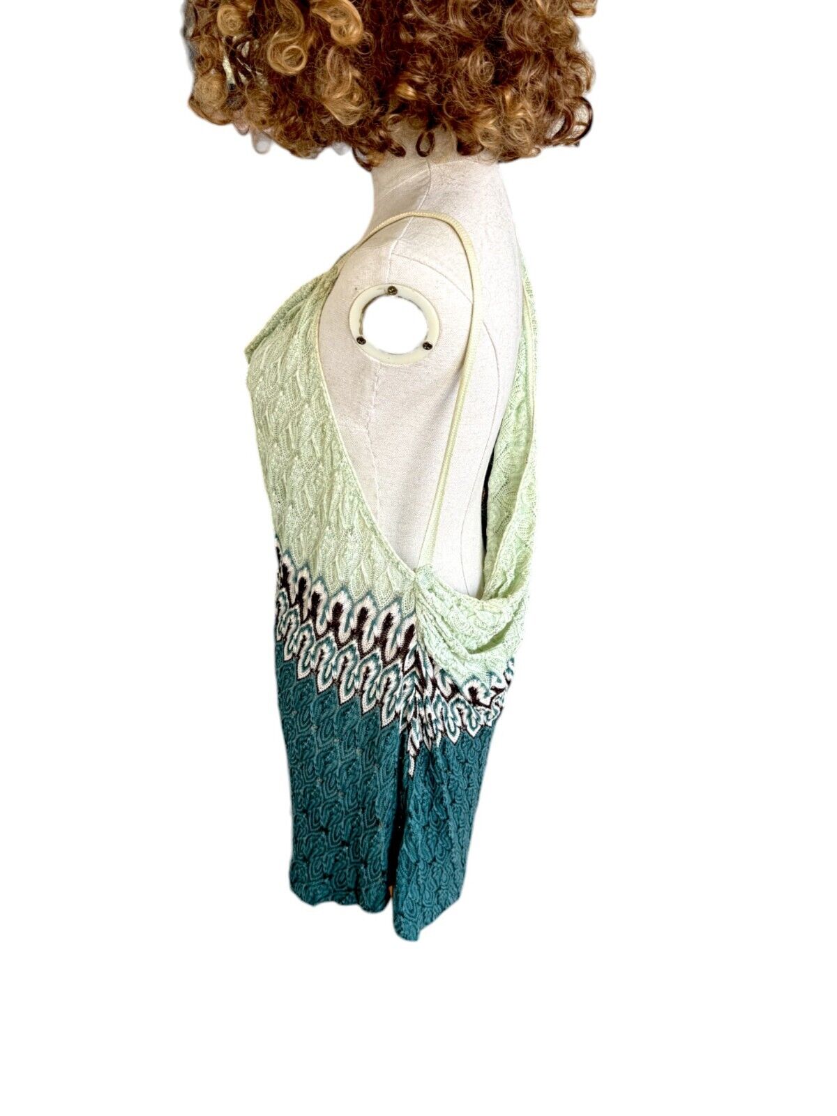 Missoni Mini Dress | Teal/Mint Green, Knitted, Backless, Low Cowl Back, 40IT/8AU