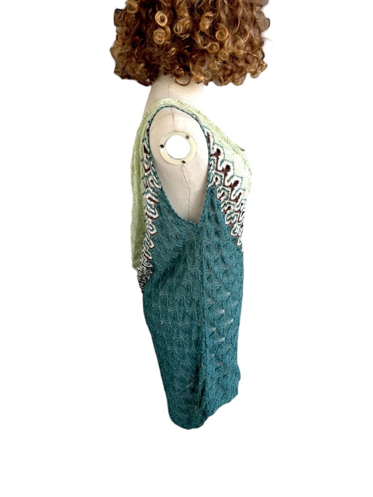 Missoni Mini Dress | Teal/Mint Green, Knitted, Backless, Low Cowl Back, 40IT/8AU