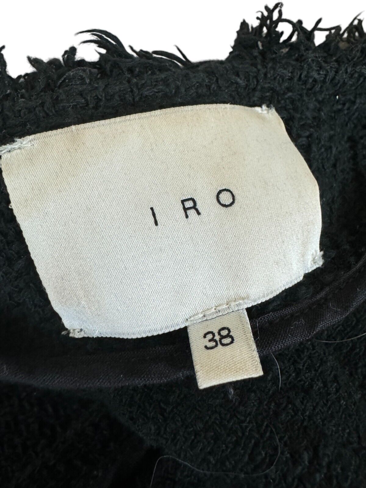 IRO Agnette Tweed Motorcycle Jacket | Black/Silver, Sz 38, 10 AU, Distressed