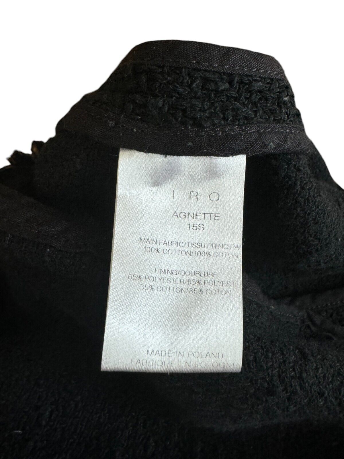 IRO Agnette Tweed Motorcycle Jacket | Black/Silver, Sz 38, 10 AU, Distressed