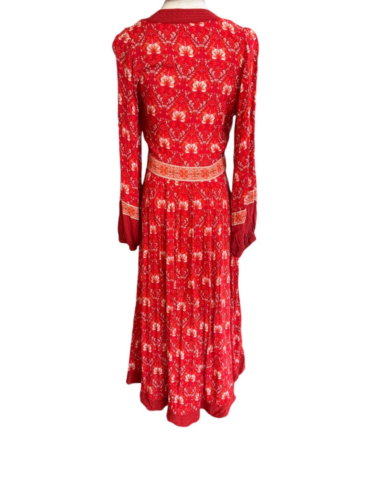 Spell and The Gypsy Collective | Soiree Dress, Red, Long Sleeve, Floral, Boho