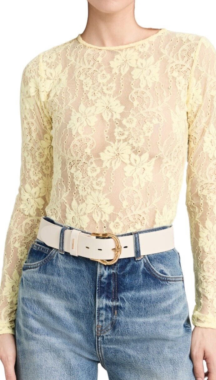 Zimmermann Twisted Buckle Leather Belt | Macadamia, Cream/Gold, Jeans/Pants Loop