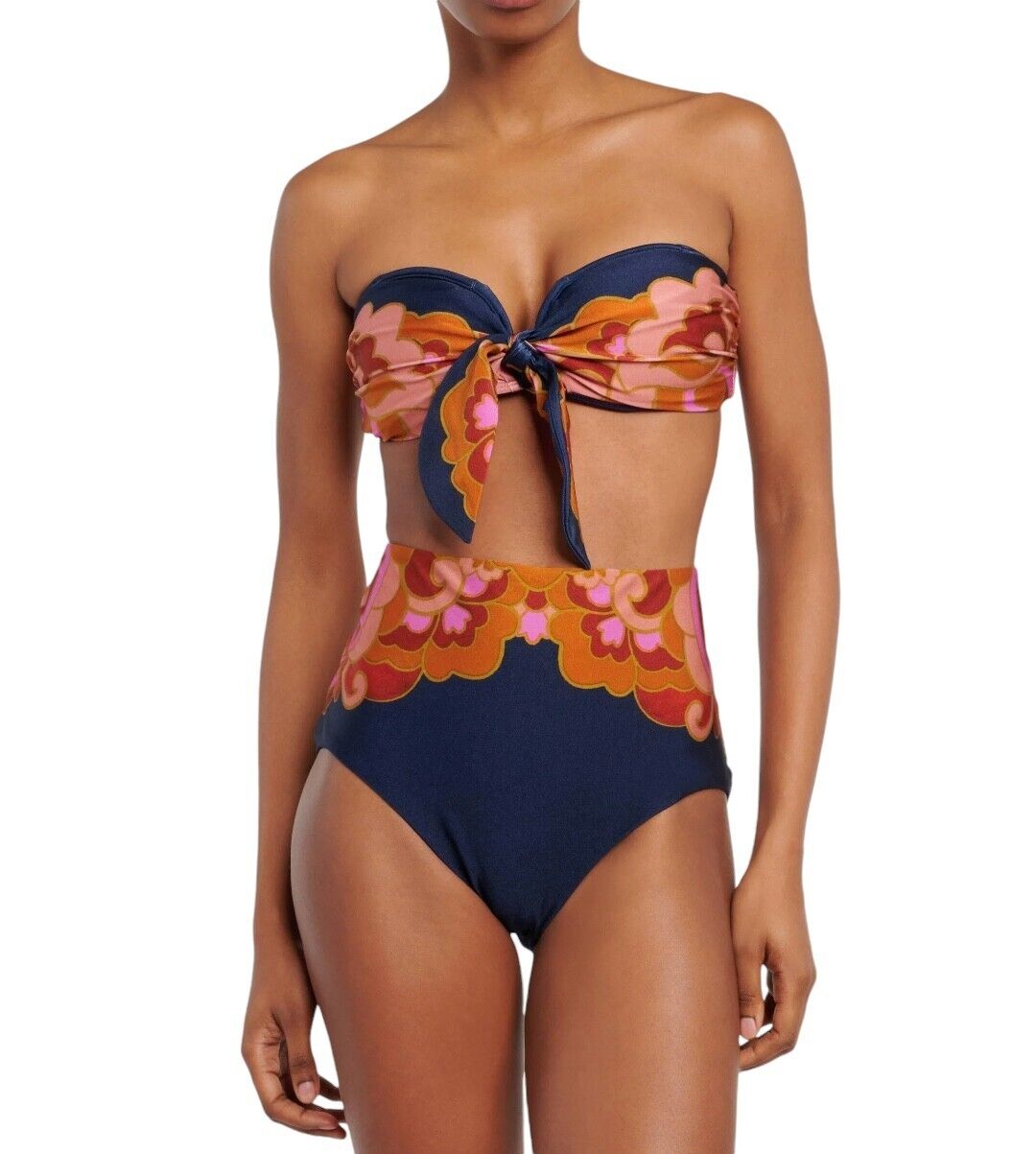 Zimmermann Acadian High Waist Pant | Bikini Bottoms, Navy/Pink Paisley