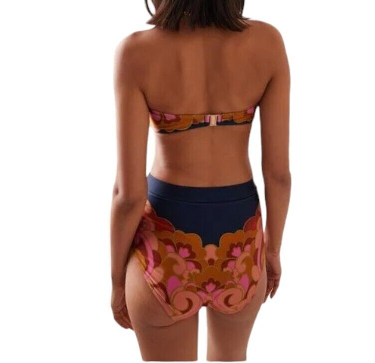 Zimmermann Acadian High Waist Pant | Bikini Bottoms, Navy/Pink Paisley
