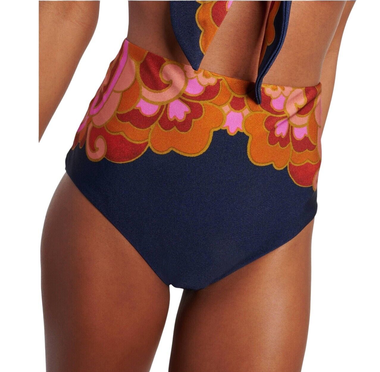 Zimmermann Acadian High Waist Pant | Bikini Bottoms, Navy/Pink Paisley
