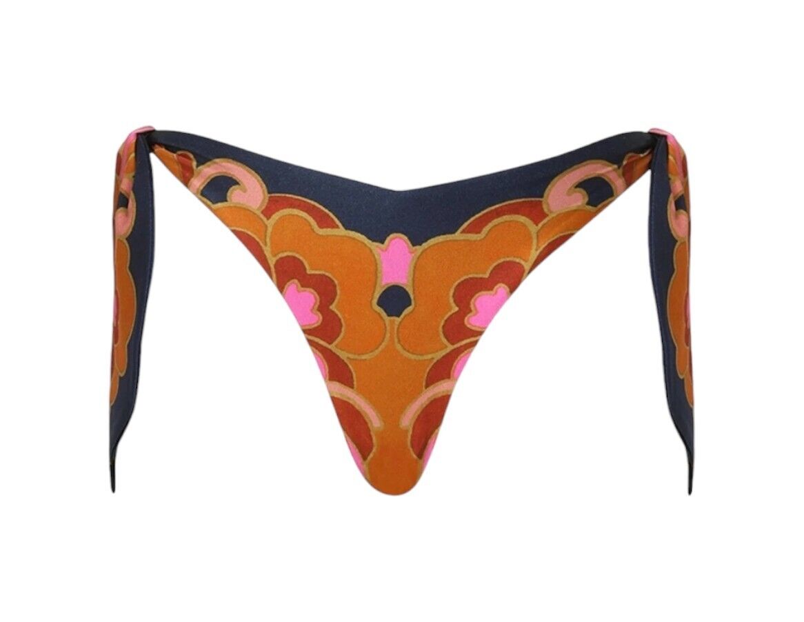 Zimmermann Acadian Scarf Tie Pant | Bikini Bottoms, Navy/Pink Paisley, Low Rise