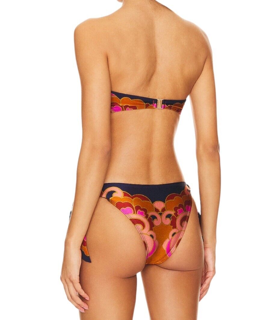 Zimmermann Acadian Scarf Tie Pant | Bikini Bottoms, Navy/Pink Paisley, Low Rise