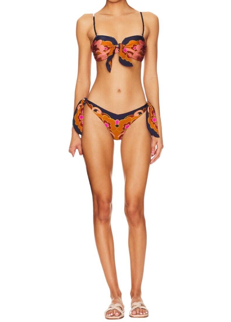 Zimmermann Acadian Scarf Tie Pant | Bikini Bottoms, Navy/Pink Paisley, Low Rise