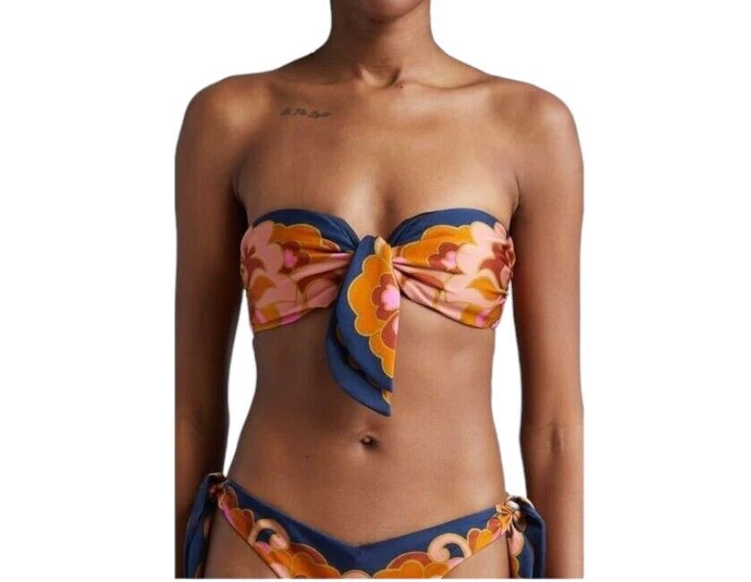 Zimmermann Acadian Scarf Tie Pant | Bikini Bottoms, Navy/Pink Paisley, Low Rise