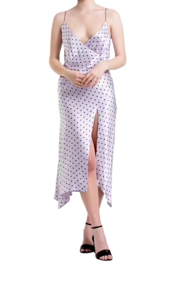 BEC+BRIDGE Bonjour Dress| Sz 12, Silky Cream/Black, Slip/Wrap, Polka dot, V Neck