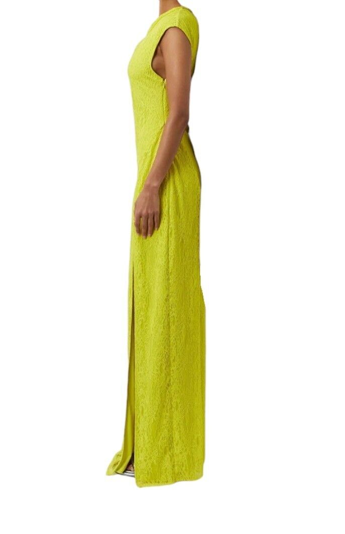 CAMILLA AND MARC Angelo Maxi Dress | Acid Yellow, Lace, Twist Neck, Side Slit