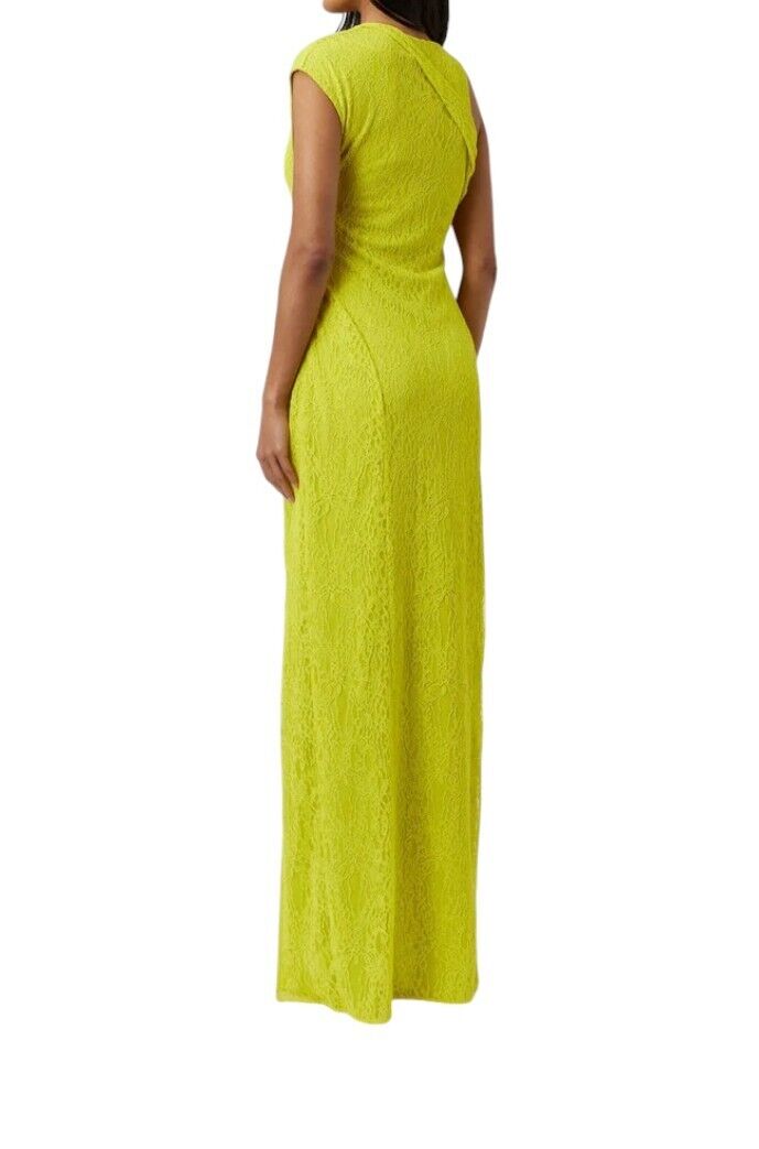 CAMILLA AND MARC Angelo Maxi Dress | Acid Yellow, Lace, Twist Neck, Side Slit