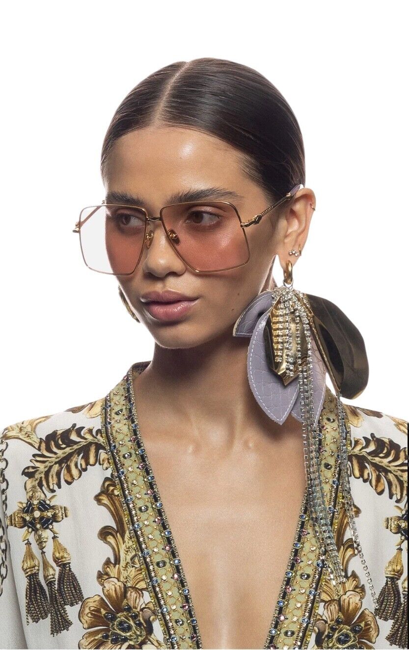 Camilla  Step On Board Sunglasses | Aviator, Pink Lenses, Gold Metal, Oversized