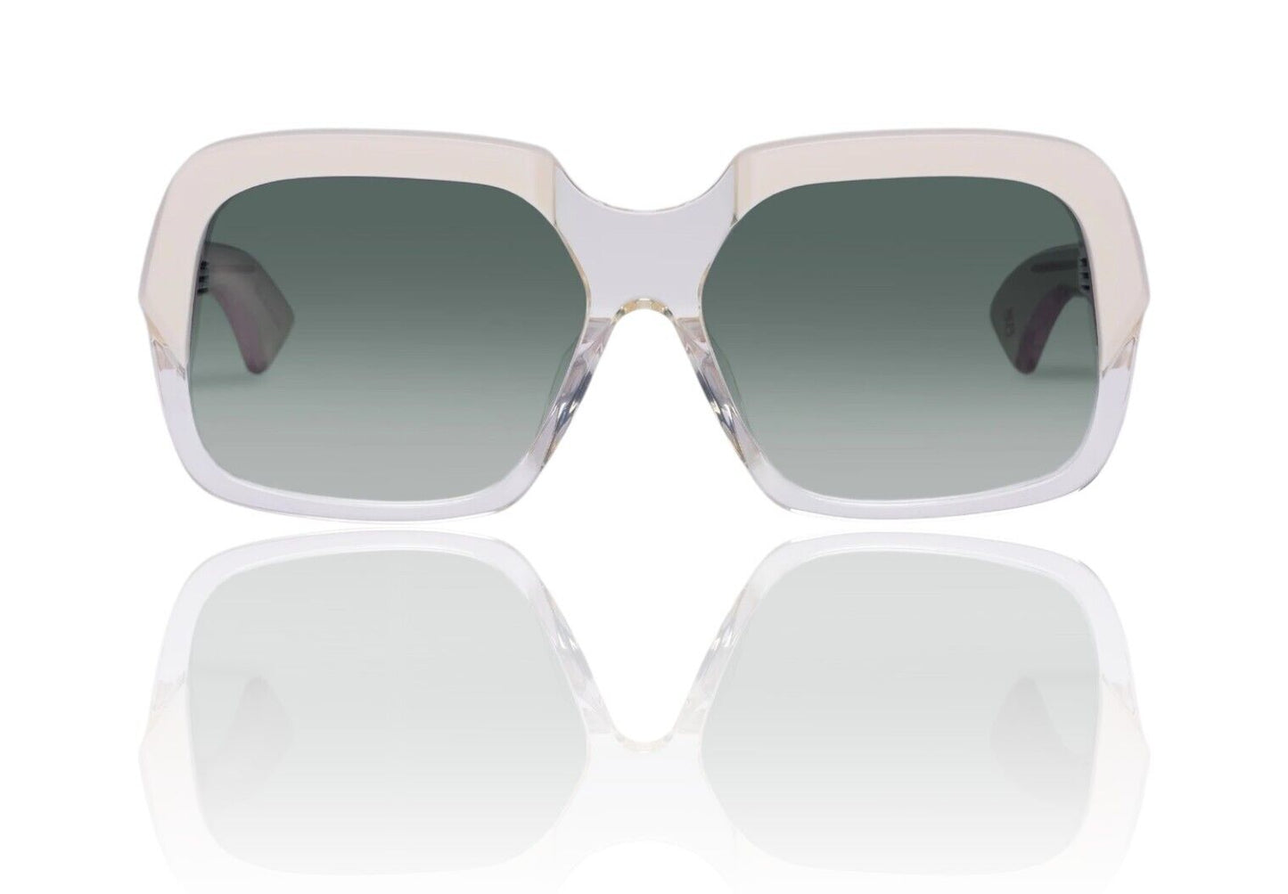 Karen Walker Asscher Sunglasses | Off-White / Ivory / Clear, Acetate, Oversized