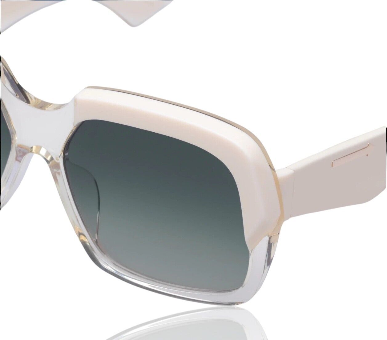 Karen Walker Asscher Sunglasses | Off-White / Ivory / Clear, Acetate, Oversized