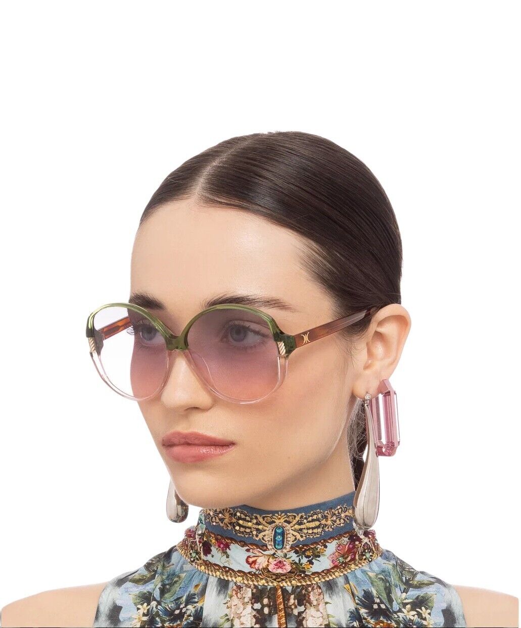 Camilla Afternoons in Amalfi Sunglasses | Fern Gren/Rose/Tan, Round, Oversized