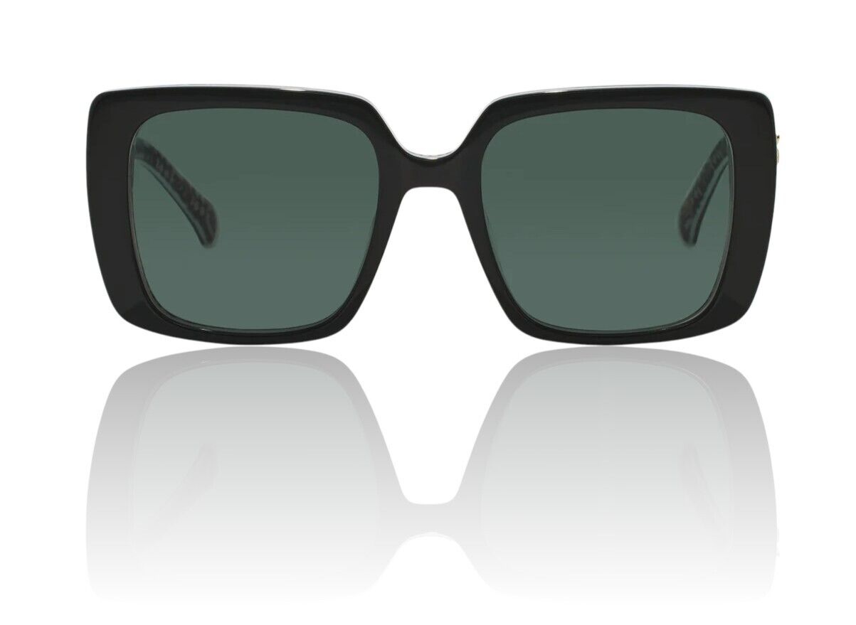 Camilla Happy in the Hamptons Sunglasses |Square,Black Acetate, Jaguar Print Arm