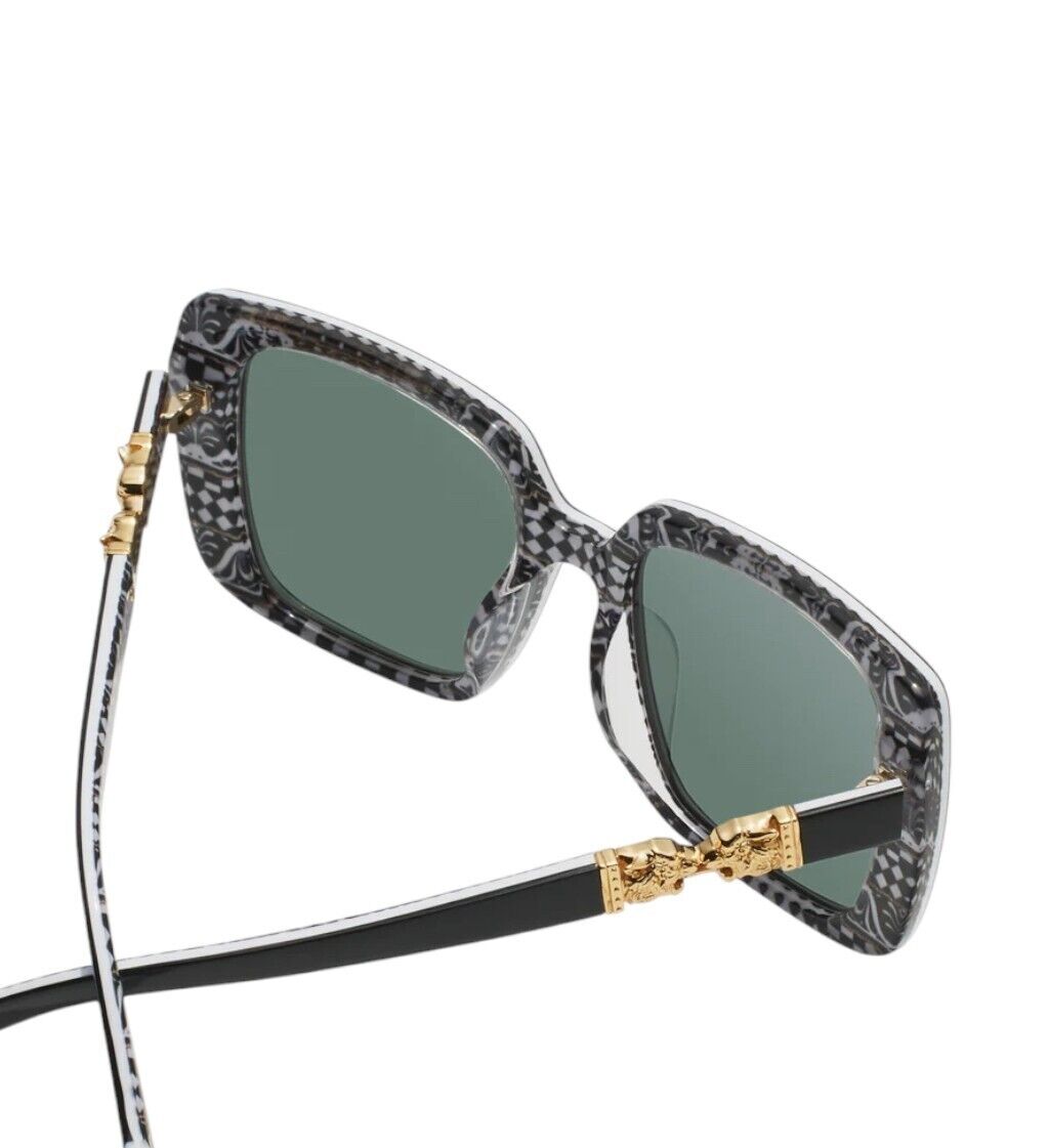 Camilla Happy in the Hamptons Sunglasses |Square,Black Acetate, Jaguar Print Arm