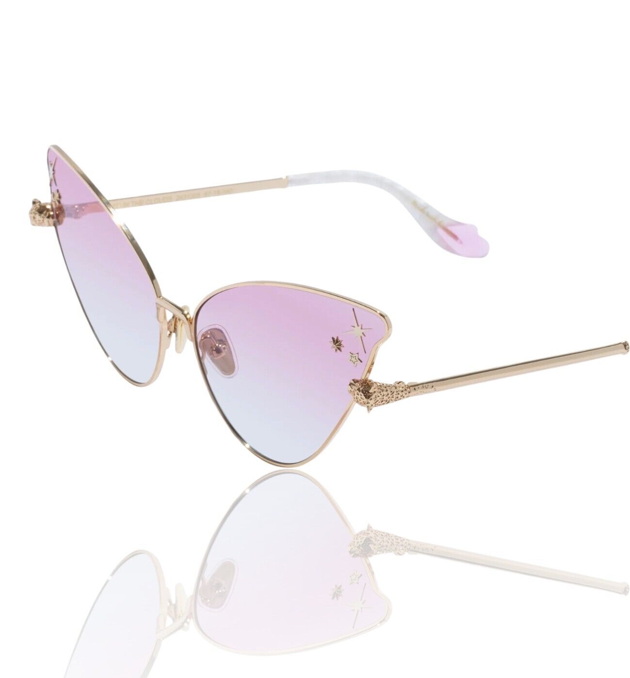 Camilla Head in the Clouds Sunglasses | Gold Metal, Cat Eye/Buttefly, Pink Lens