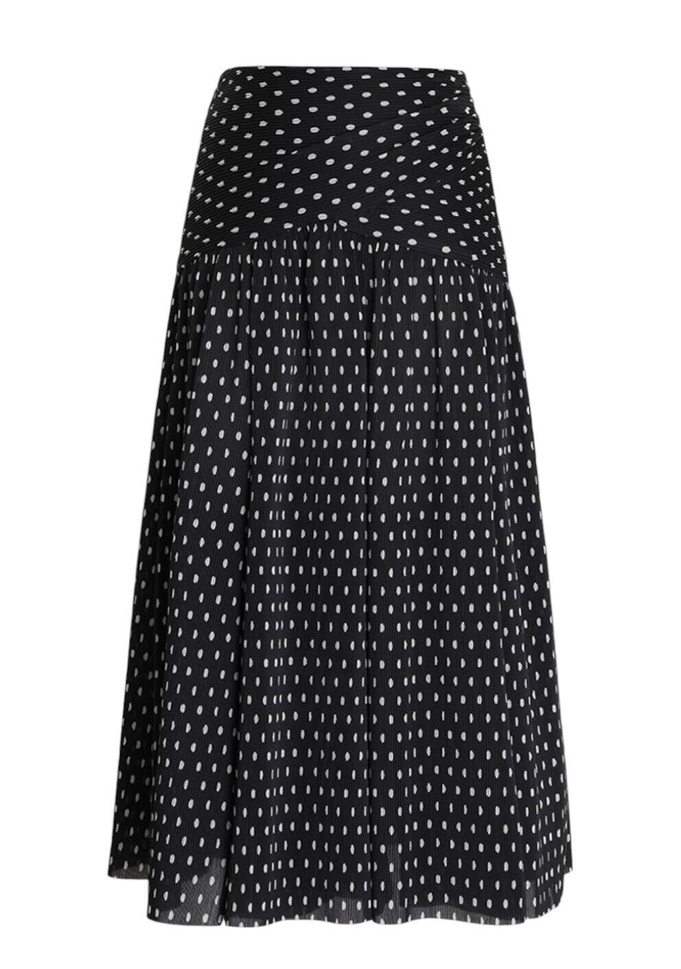 Zimmermann Pleated Midi skirt | Black/Cream/Off White Dot, High Waist