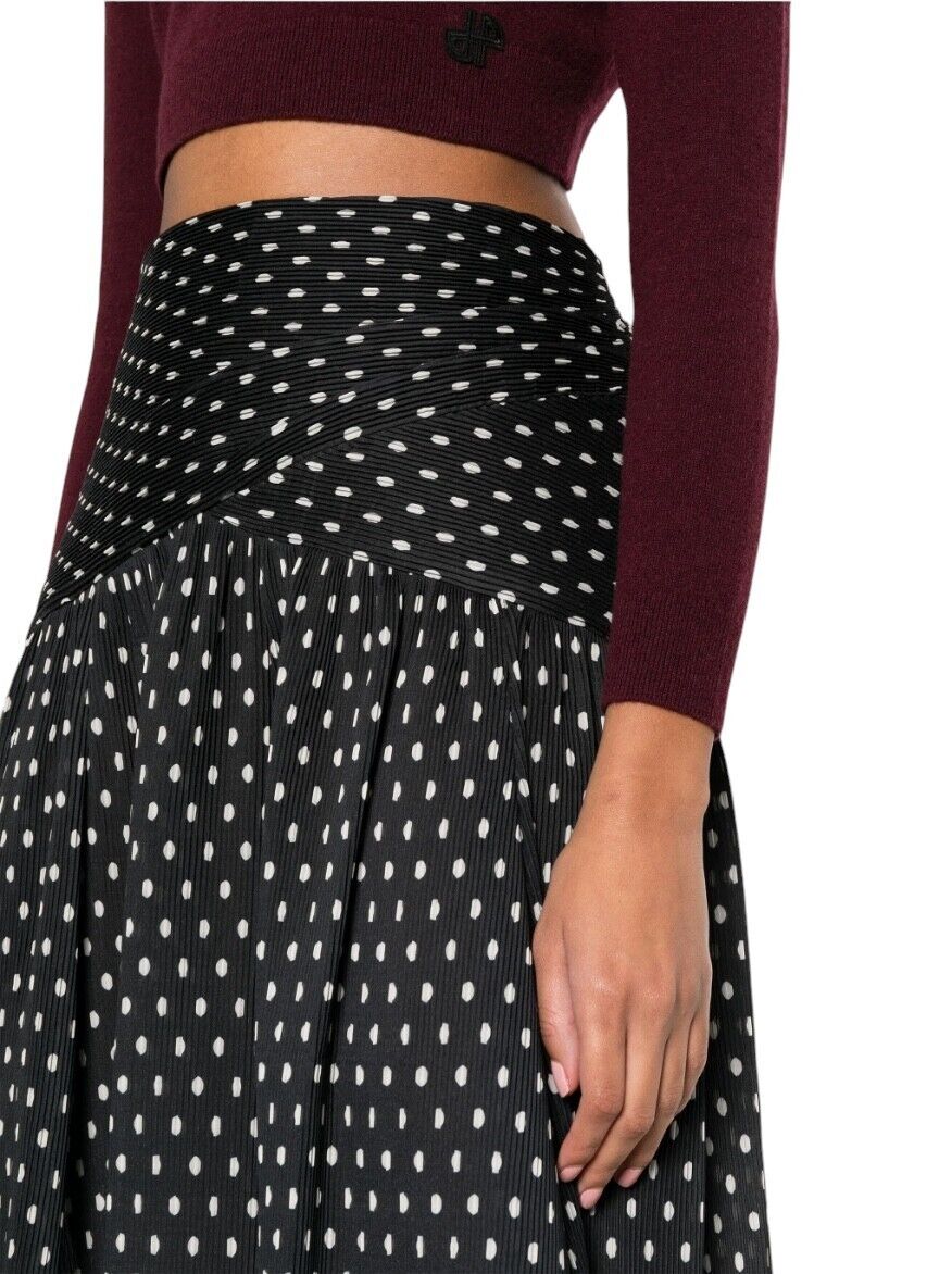 Zimmermann Pleated Midi skirt | Black/Cream/Off White Dot, High Waist