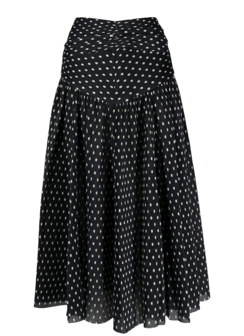 Zimmermann Pleated Midi skirt | Black/Cream/Off White Dot, High Waist