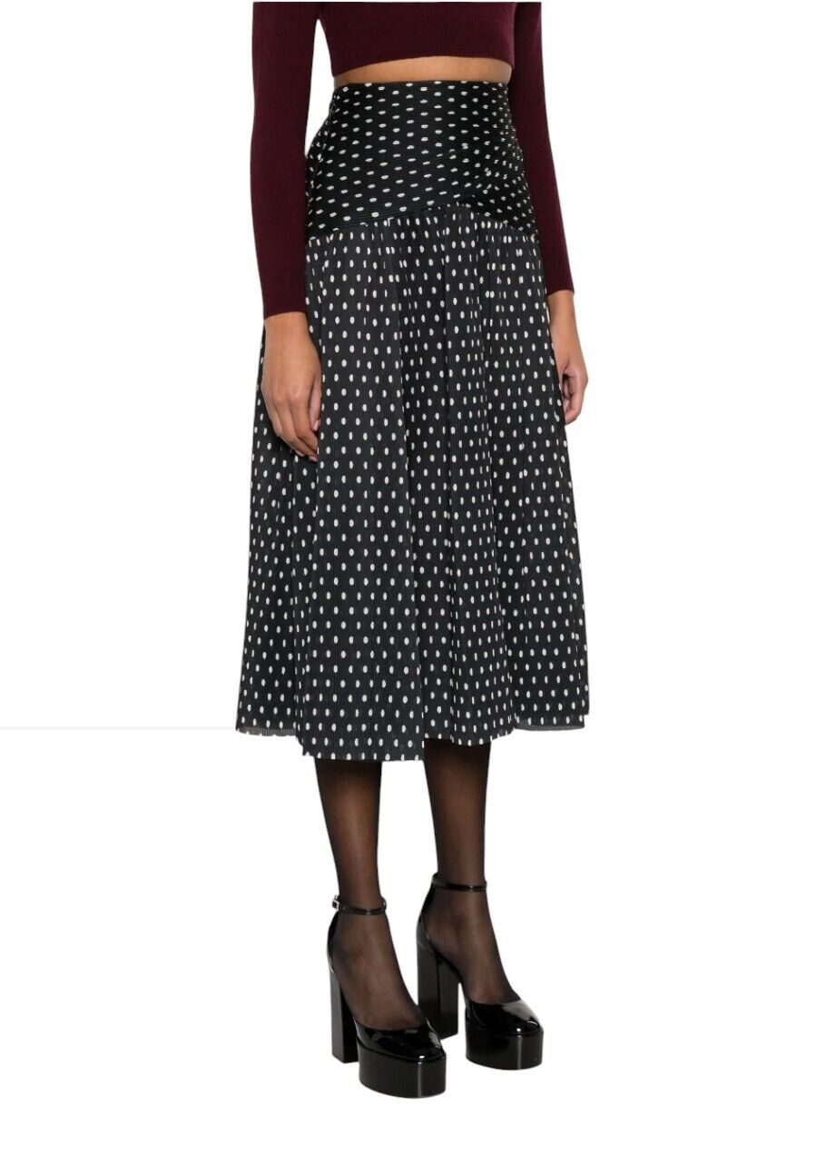 Zimmermann Pleated Midi skirt | Black/Cream/Off White Dot, High Waist